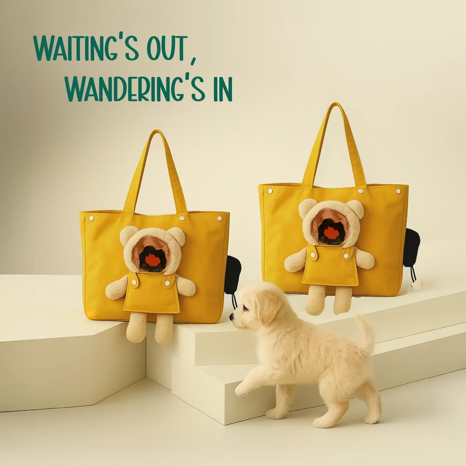 PocketPup Tote Bag - Travel Ready Breathable Tote for Small Pets up to 6.5 kg - Tilting Heads