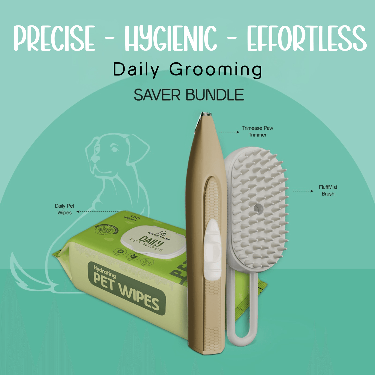Trim & Groom Saver Bundle | Safe & Hygiene-Boosting Daily Pet Grooming - Tilting Heads