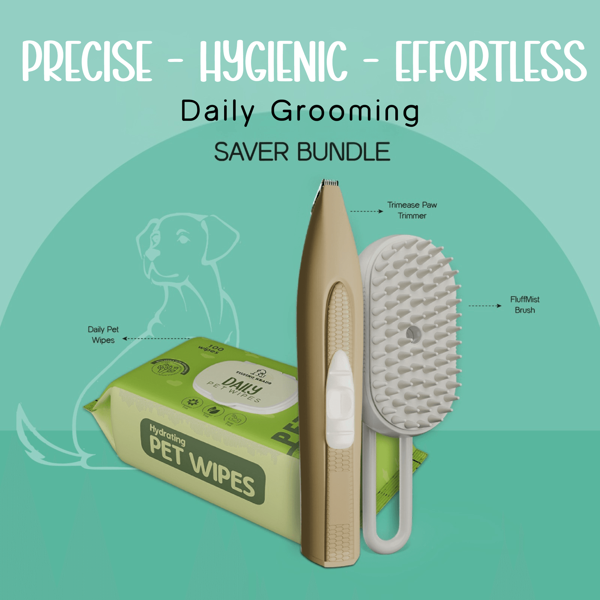Trim & Groom Saver Bundle | Safe & Hygiene-Boosting Daily Pet Grooming - Tilting Heads
