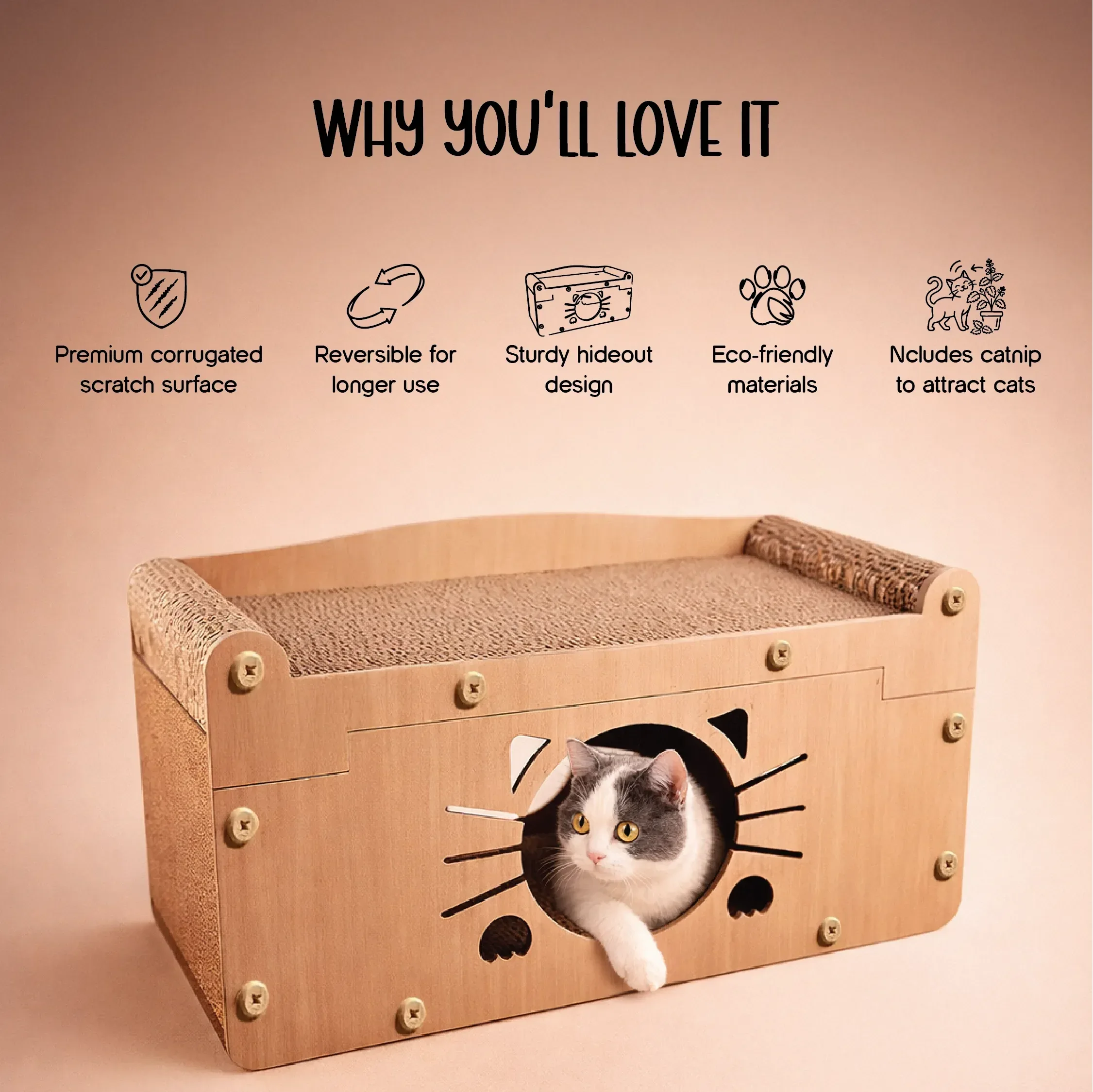 Purr Den Cat Scratcher – Scratch, Play & Lounge in One Cozy Hideout