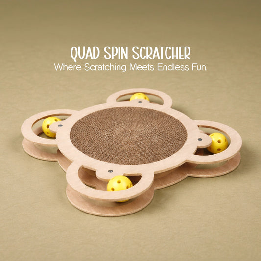 Quad Spin Scratcher – Interactive Scratching & Rolling Play Toy for Cats