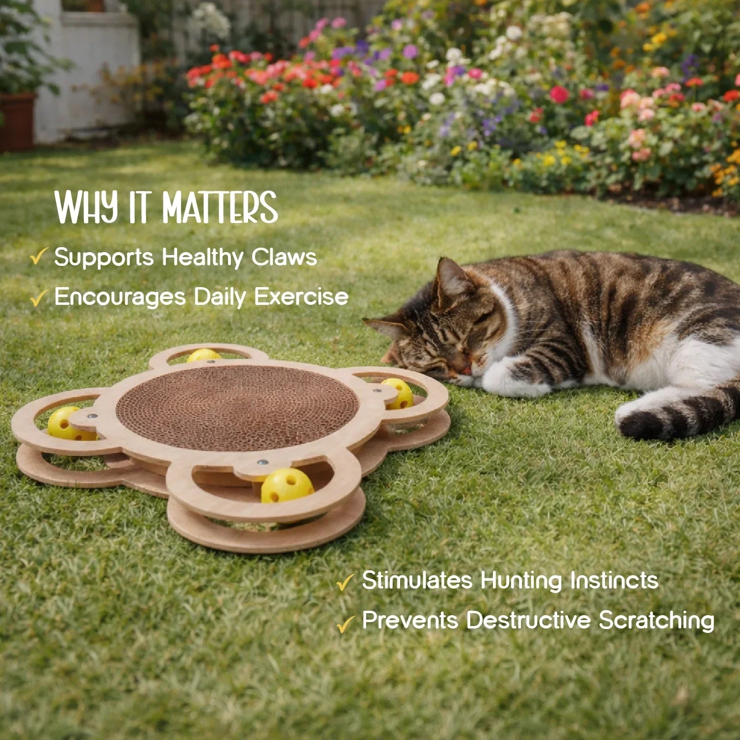 Quad Spin Scratcher – Interactive Scratching & Rolling Play Toy for Cats