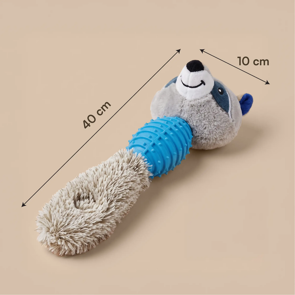 RustleRaccoon Toy | Crinkle & Squeaky Plush Dog Toy