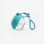 Teal flip-spout water bottle with clear body and blue wrist strap