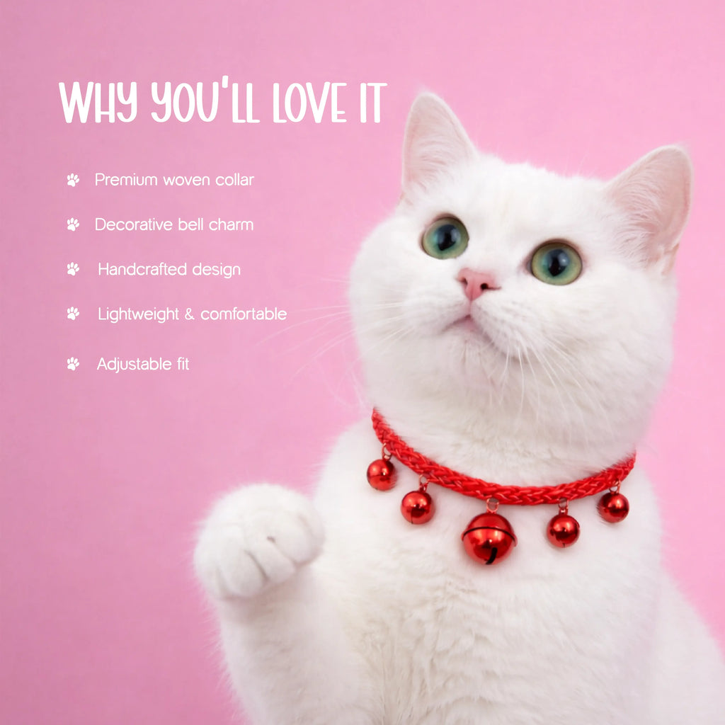 Scarlet Bell Collar – Handcrafted Woven Collar for Pets