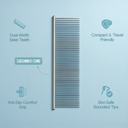 Shedaway Comb | Dual - Width Stainless Steel Grooming Comb