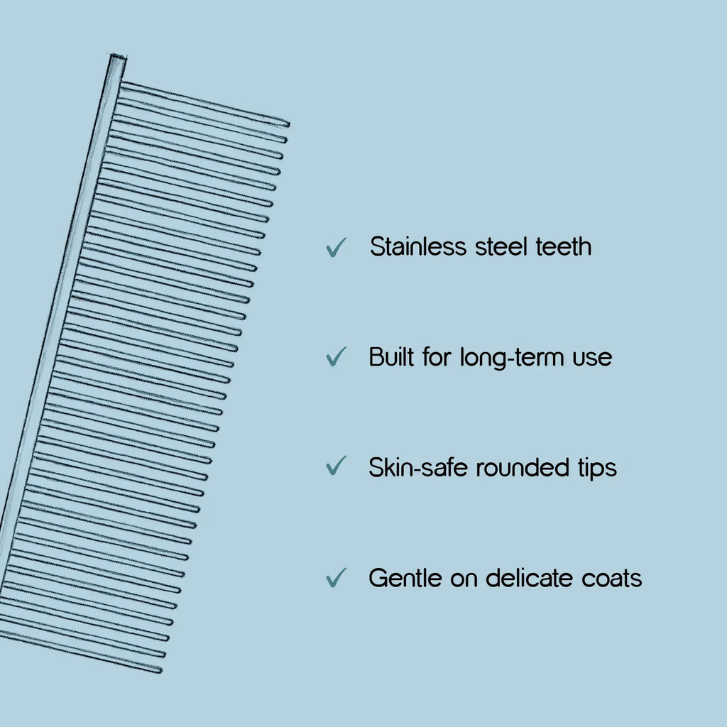 Shedaway Comb | Dual - Width Stainless Steel Grooming Comb - Tilting Heads