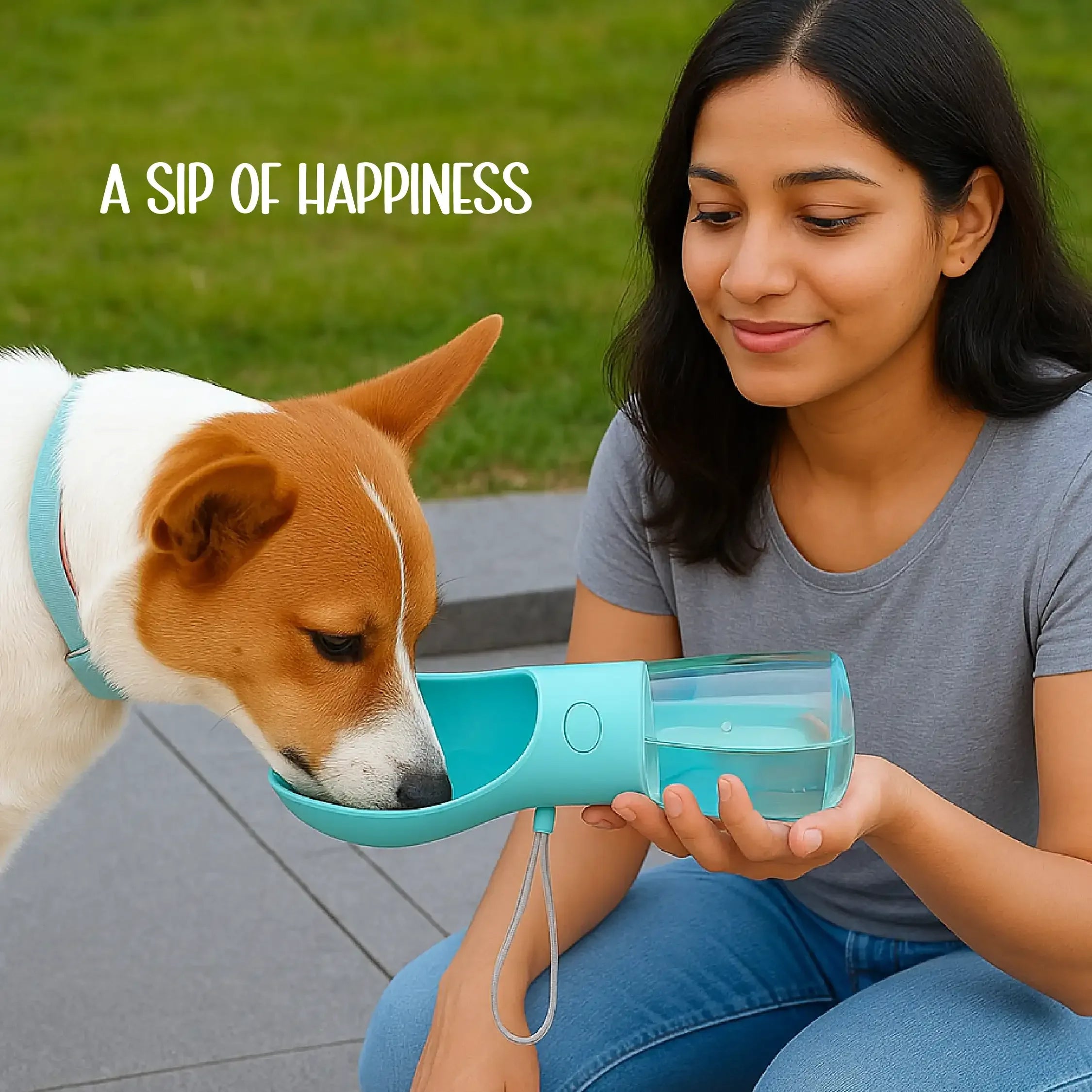 SipMate Water Bottle – Leak Proof Portable Travel Bottle with Built-In Bowl - Tilting Heads
