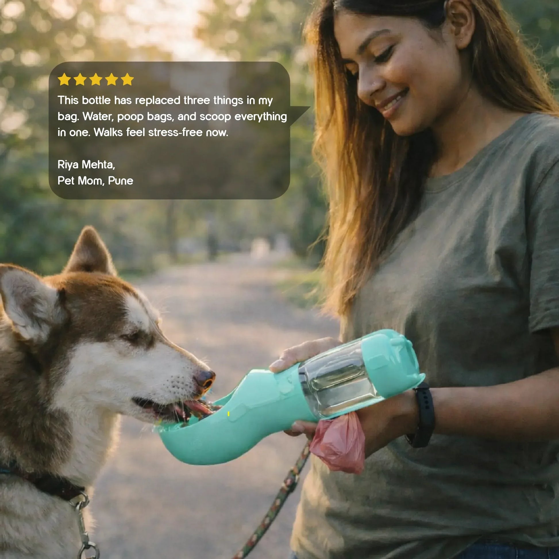 SipMate Pro | 3-in-1 Walk Bottle for Hydration & Cleanup - Tilting Heads