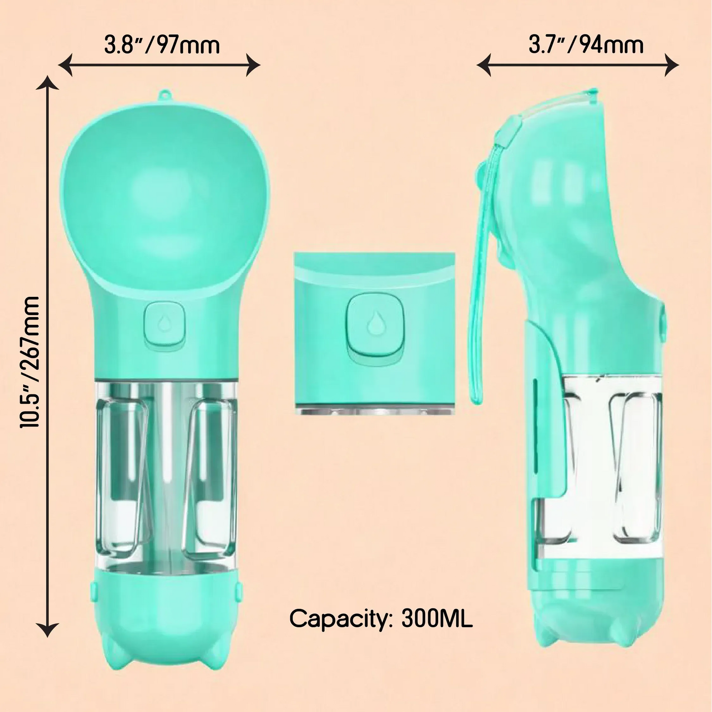 SipMate Pro | 3-in-1 Walk Bottle for Hydration & Cleanup - Tilting Heads