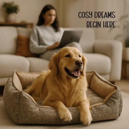 SlumberHaven Bed – Stylish Comfort with Bolstered Support | Washable & Durable