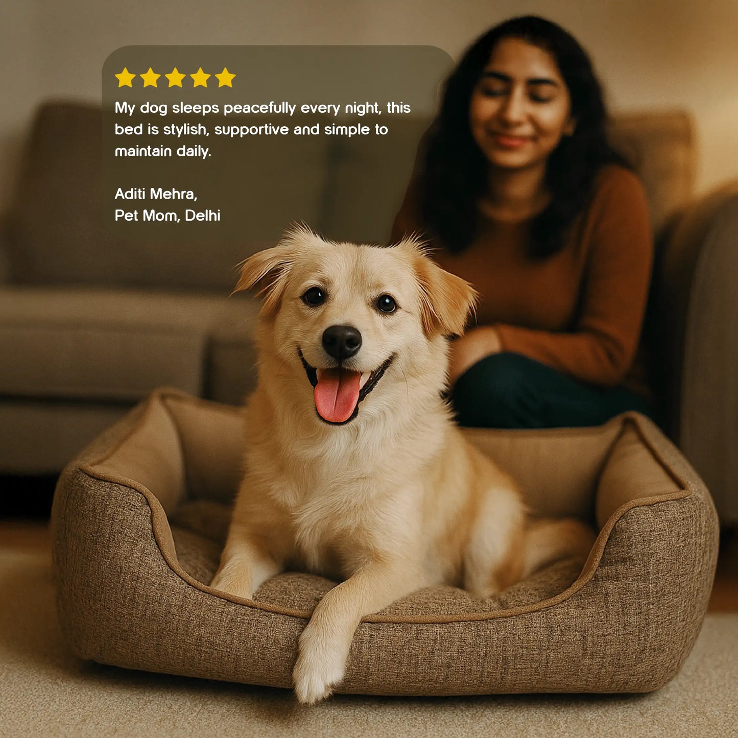 SlumberHaven Bed – Stylish Comfort with Bolstered Support | Washable & Durable