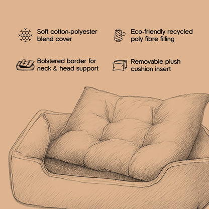 SlumberHaven Bed – Stylish Comfort with Bolstered Support | Washable & Durable