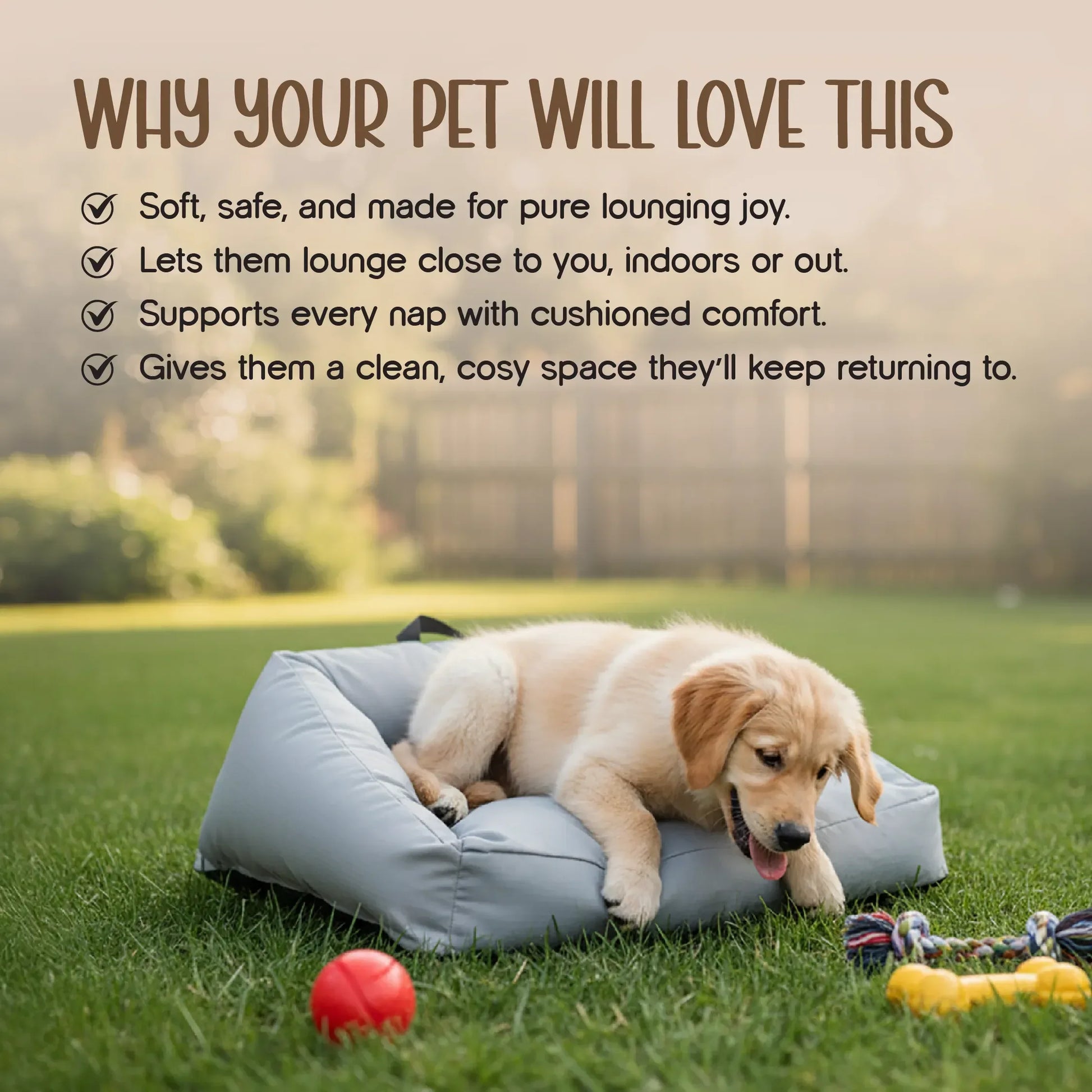 Snooze Lounger | Soft, Washable Pet Lounger | Everyday Comfort Indoors & Out - Tilting Heads