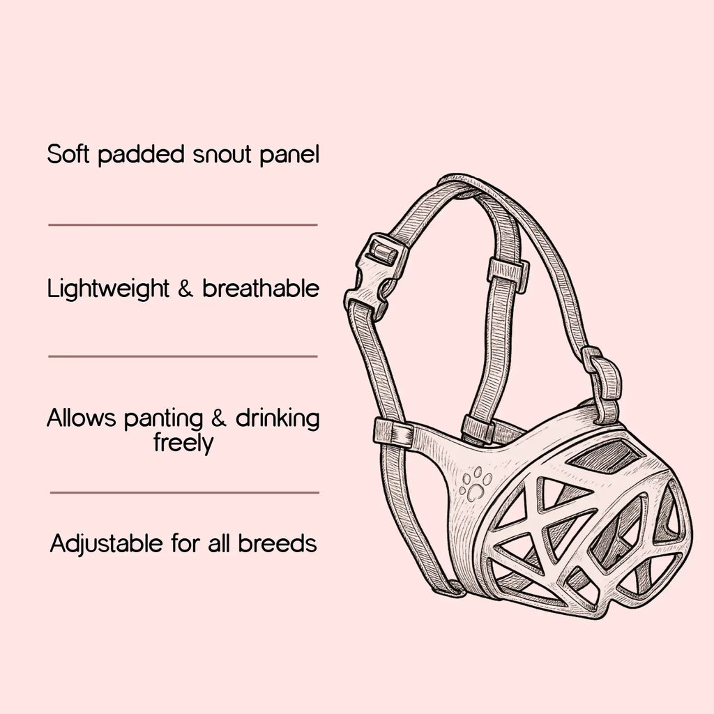 Snout Gaurd | Safe & Breathable Muzzle for Dogs - Tilting Heads