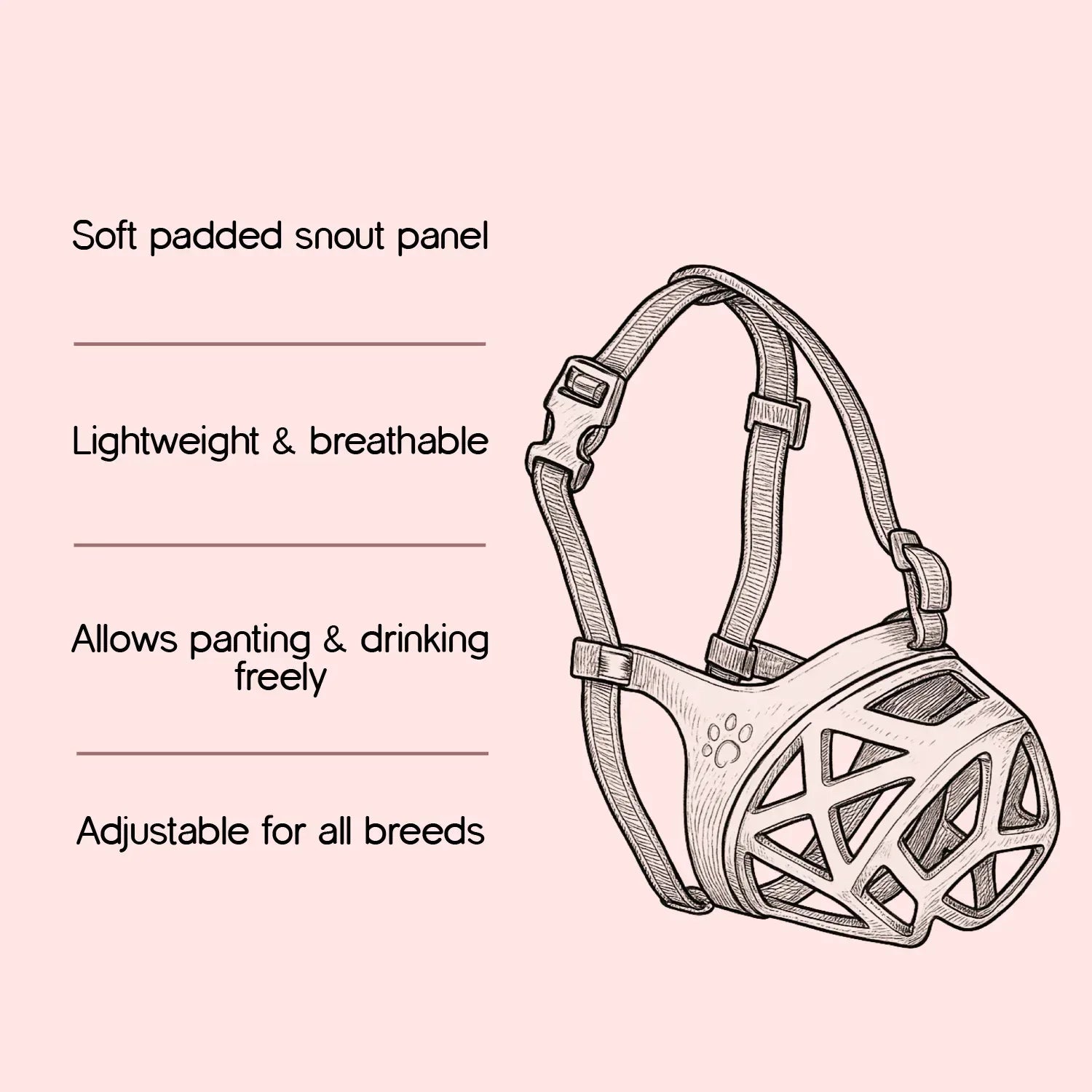 Snout Gaurd | Safe & Breathable Muzzle for Dogs - Tilting Heads