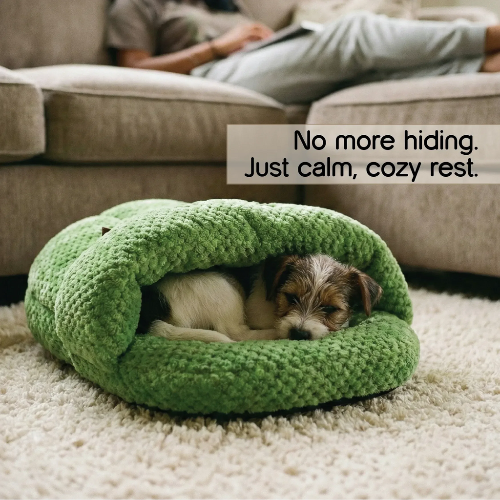 Solace Cave | Soft, Enclosed Comfort for Calm Sleep for Puppies & Cats - Tilting Heads