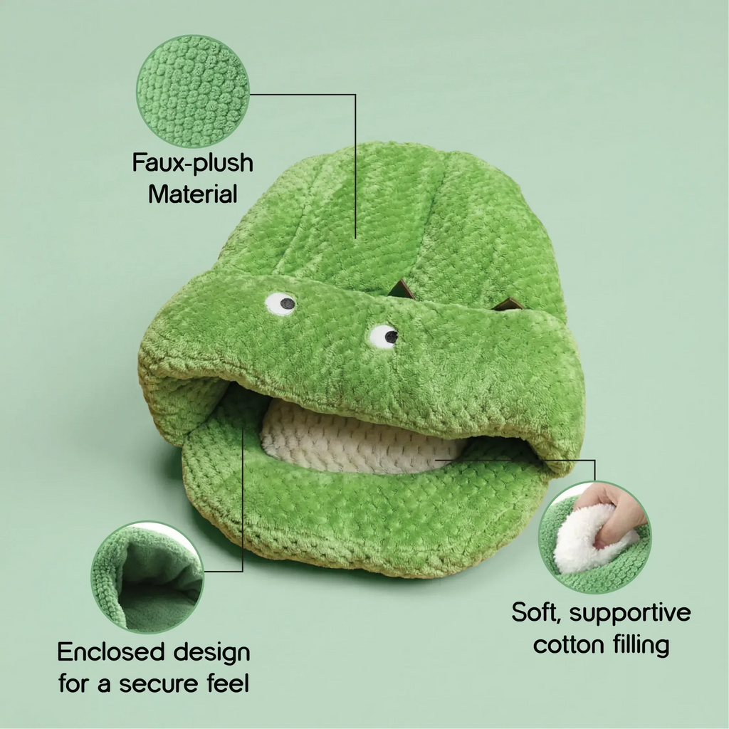 Solace Cave | Soft, Enclosed Comfort for Calm Sleep for Puppies & Cats - Tilting Heads