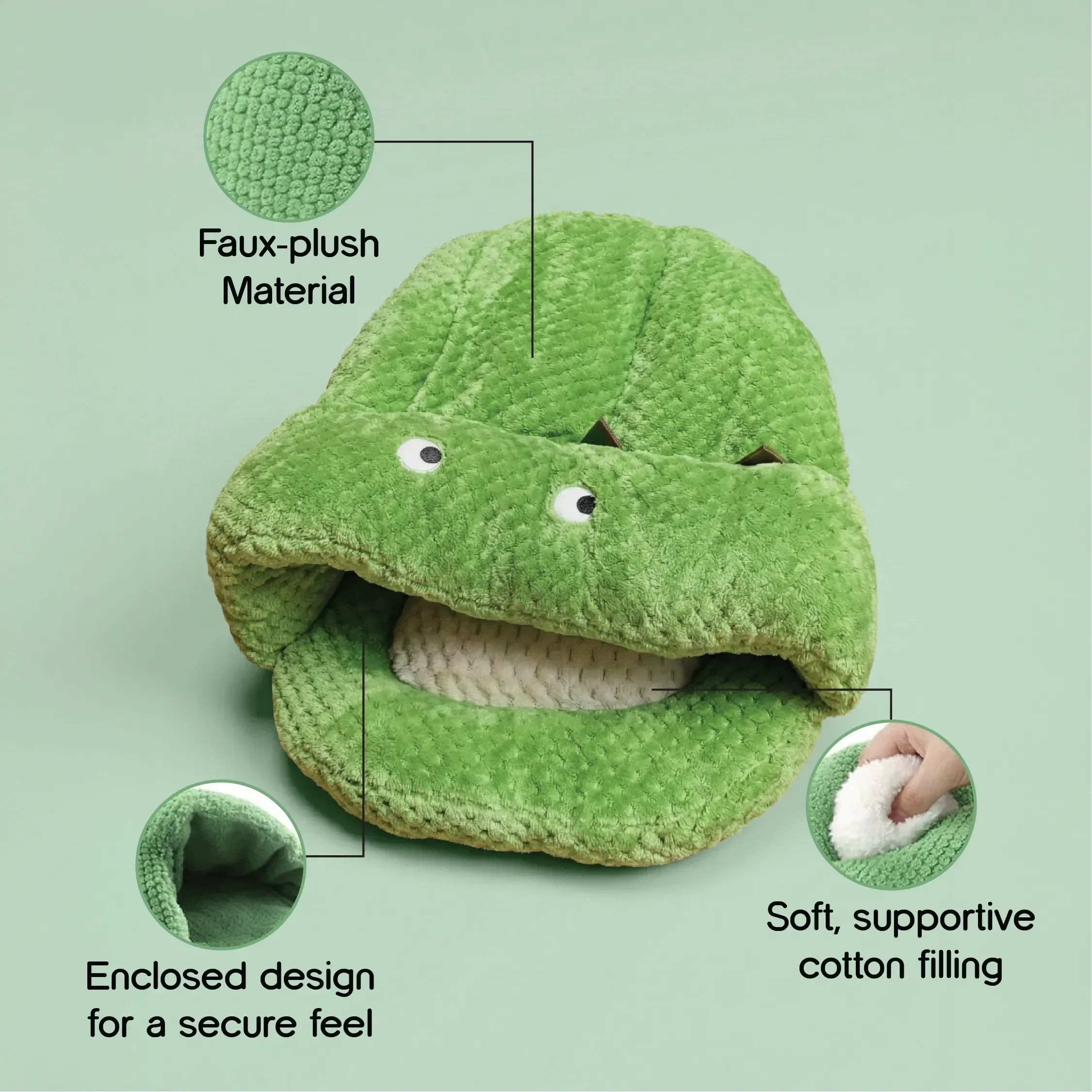 Solace Cave | Soft, Enclosed Comfort for Calm Sleep for Puppies & Cats - Tilting Heads