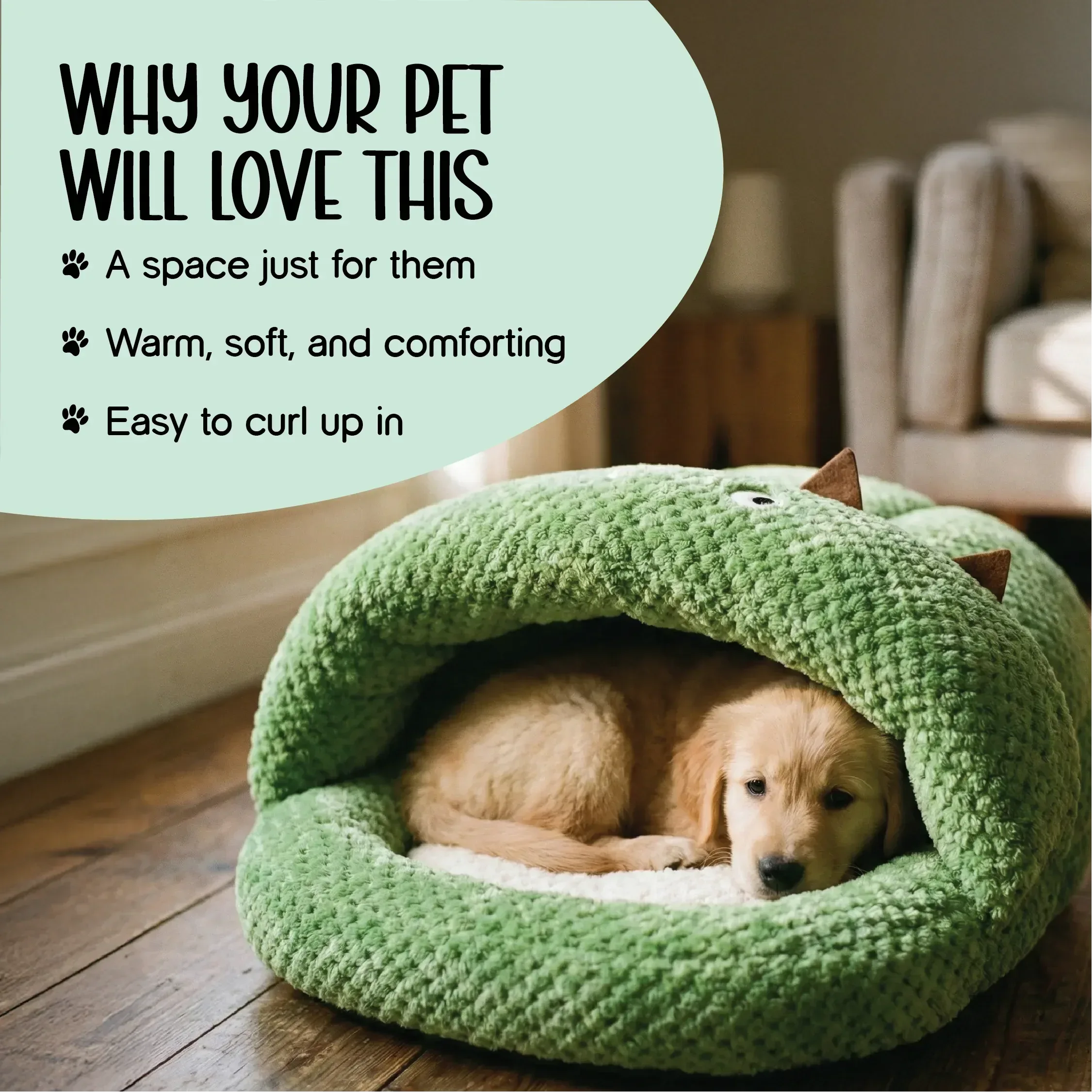 Solace Cave | Soft, Enclosed Comfort for Calm Sleep for Puppies & Cats - Tilting Heads