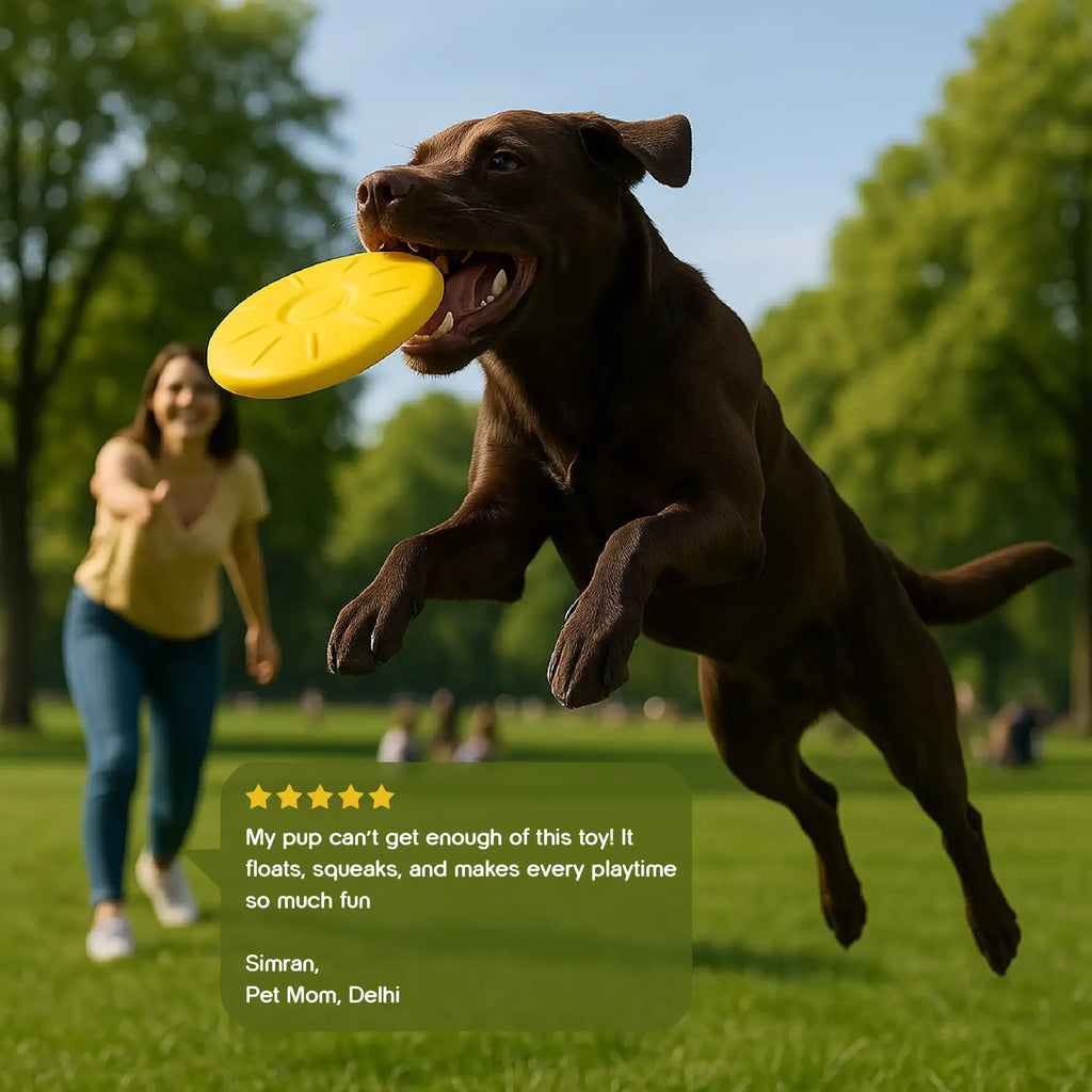 RippleDisc | Floatable Squeaky Toy | Keeps Dogs Entertained - Tilting Heads
