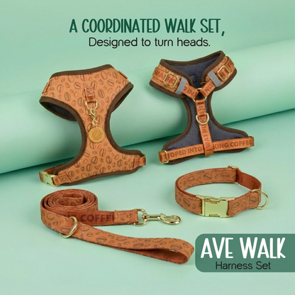 Ave Walk Harness Set | All-Day Comfort Walk Set with Leash & Collar