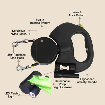 TangleGuard Leash – Dual Leash | LED Light | Anti-Slip