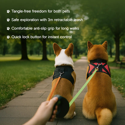 TangleGuard Leash – Dual Leash | LED Light | Anti-Slip