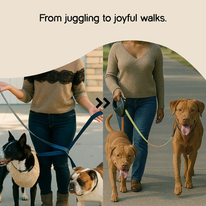 TangleGuard Leash – Dual Leash | LED Light | Anti-Slip