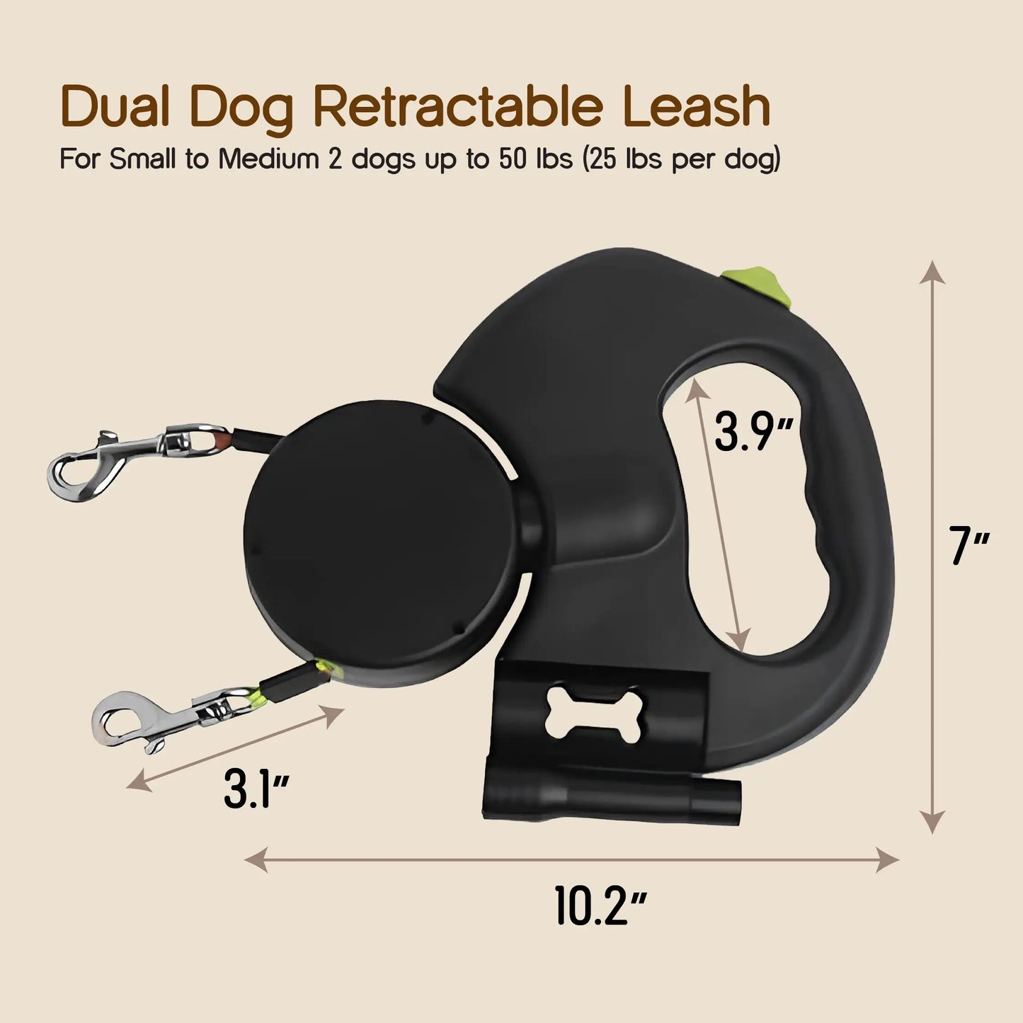 TangleGuard Leash – Dual Leash | LED Light | Anti-Slip