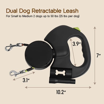 TangleGuard Leash – Dual Leash | LED Light | Anti-Slip