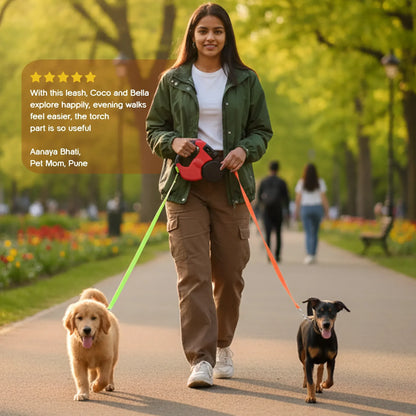 TangleGuard Leash – Dual Leash | LED Light | Anti-Slip