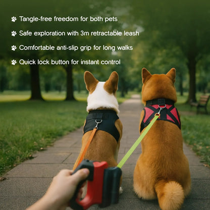 TangleGuard Leash – Dual Leash | LED Light | Anti-Slip
