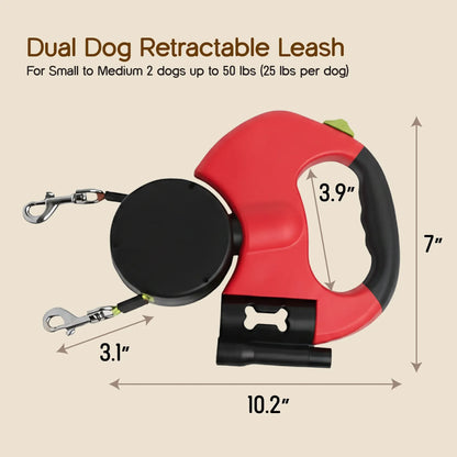 TangleGuard Leash – Dual Leash | LED Light | Anti-Slip