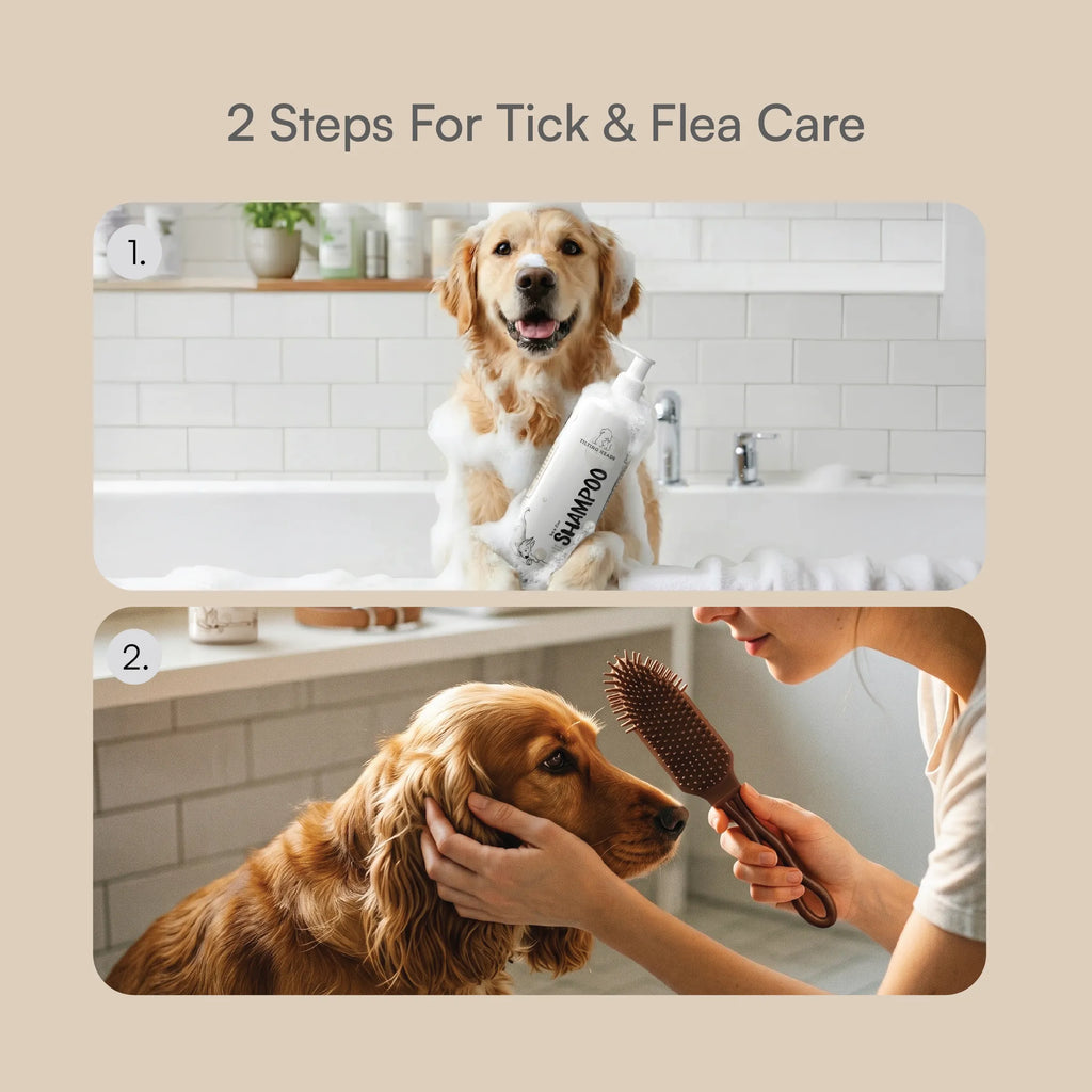 Tick & Flea Defense Kit for Dogs & Cats | Wash, Brush & Protect