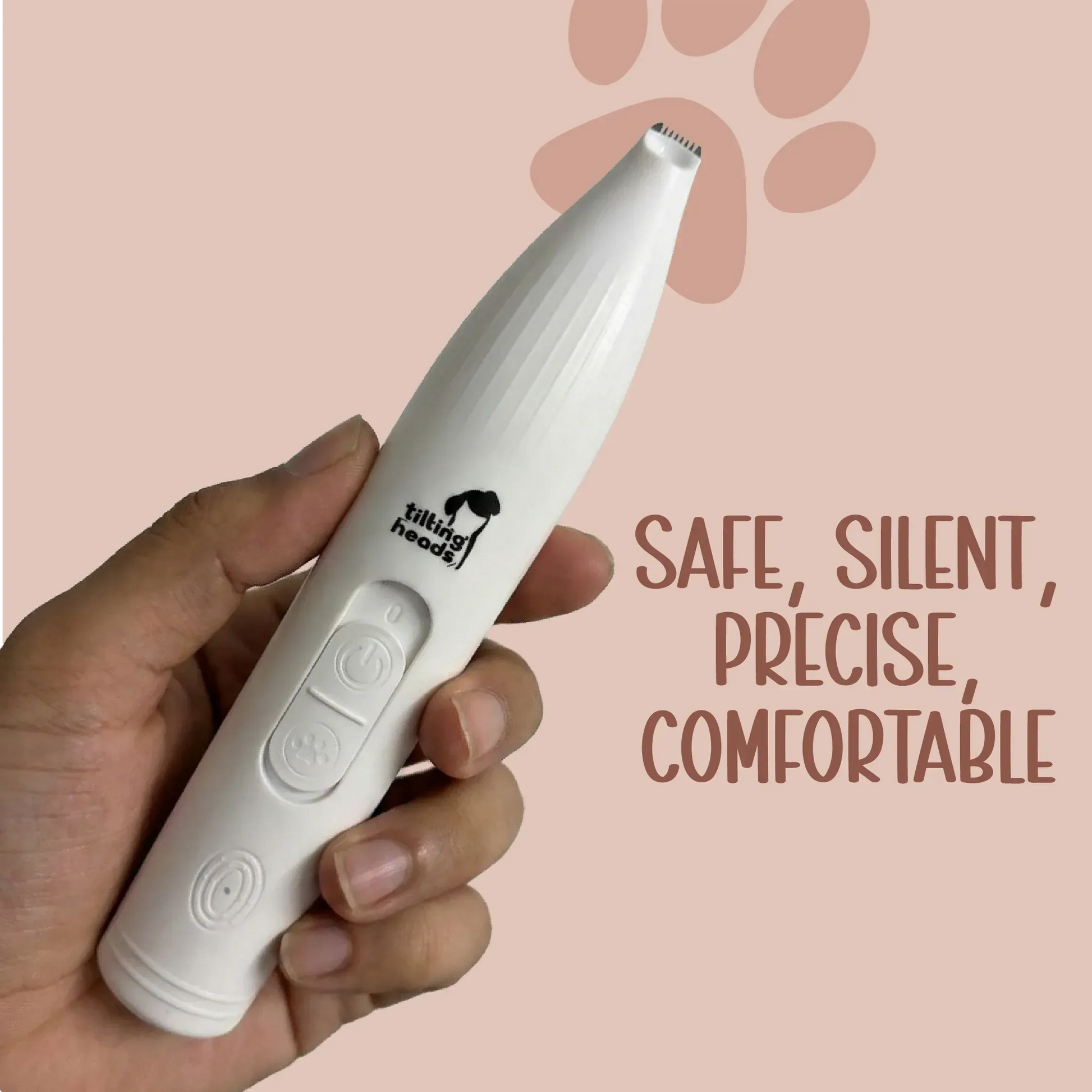 TrimEase Paw Trimmer | Precise & Gentle Grooming For Pets | Rechargeable & Safe - Tilting Heads