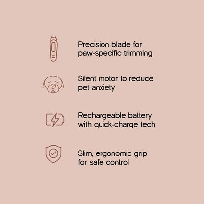 TrimEase Paw Trimmer | Precise & Gentle Grooming For Pets | Rechargeable & Safe - Tilting Heads