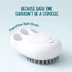 FoamFlow Bath Brush - 2 in 1 Pet Massage Brush with Shampoo Dispenser - Tilting Heads