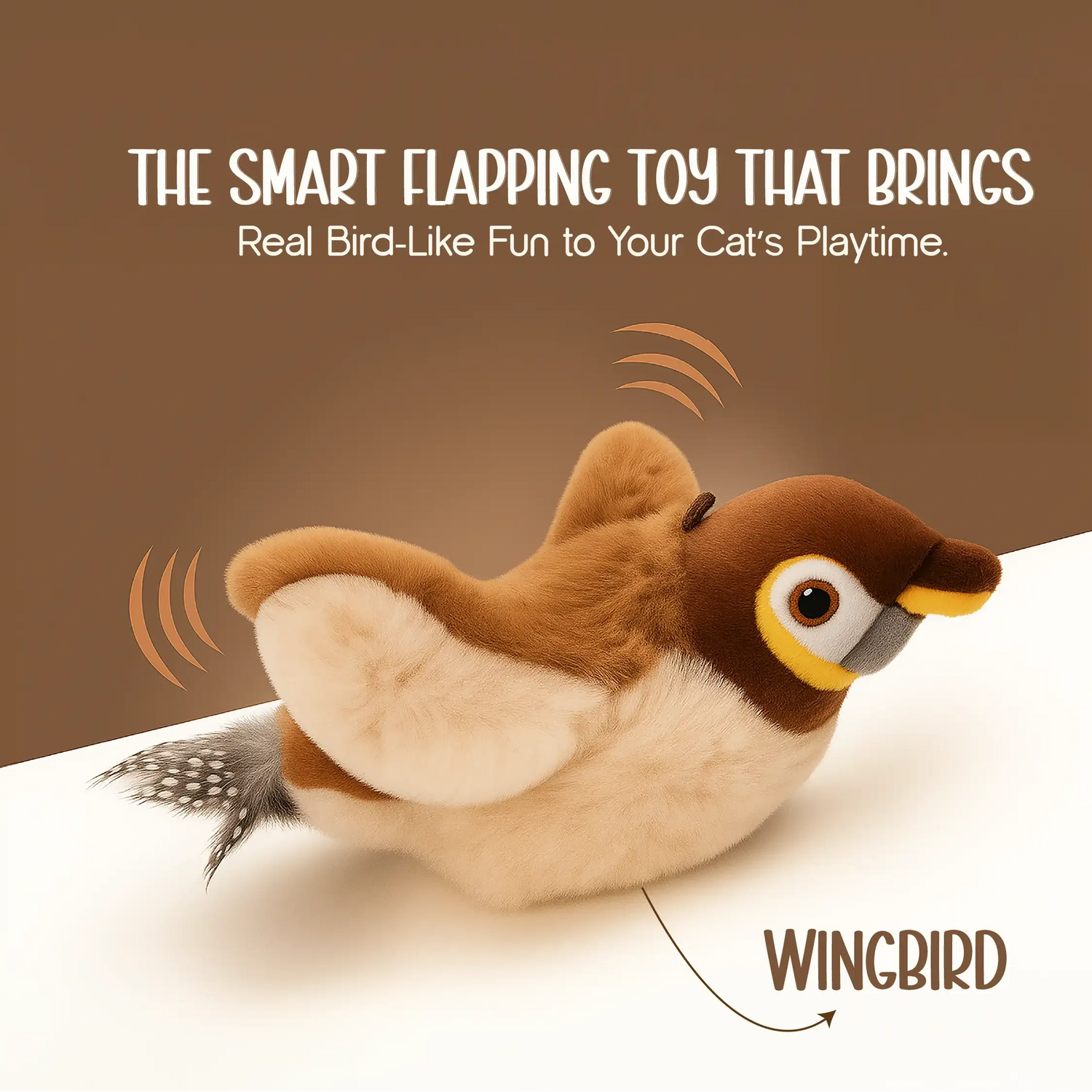 WingBird Smart Flapping Toy – Real Chirps & Safe Pet Play - Tilting Heads