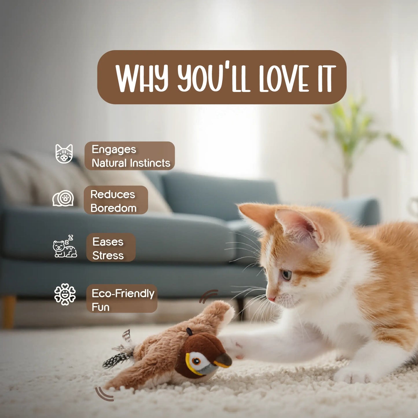 WingBird Smart Flapping Toy – Real Chirps & Safe Pet Play