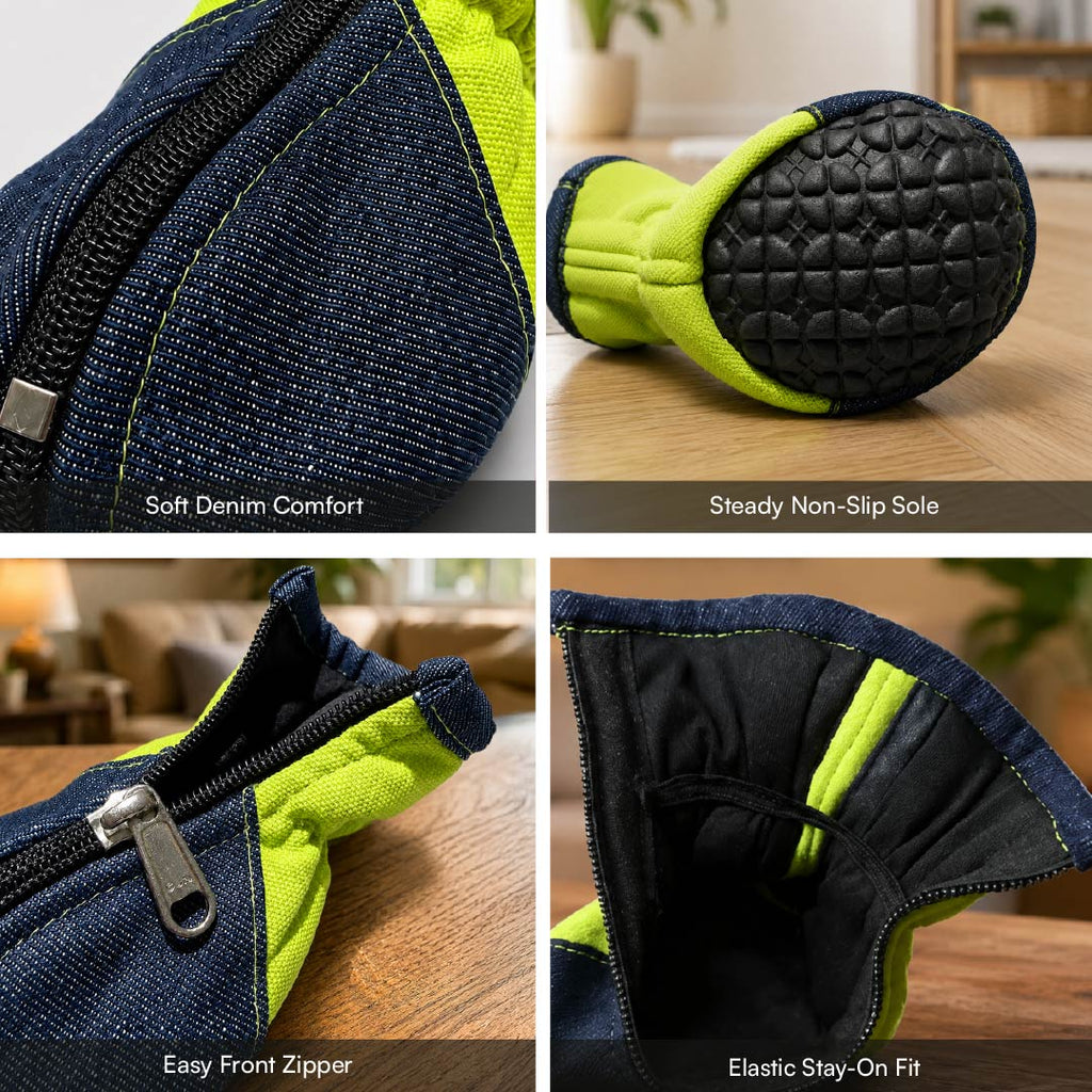 BlueJay Sneaks | Denim Pet Boots | Non-Slip Comfort, Snug Everyday Fit