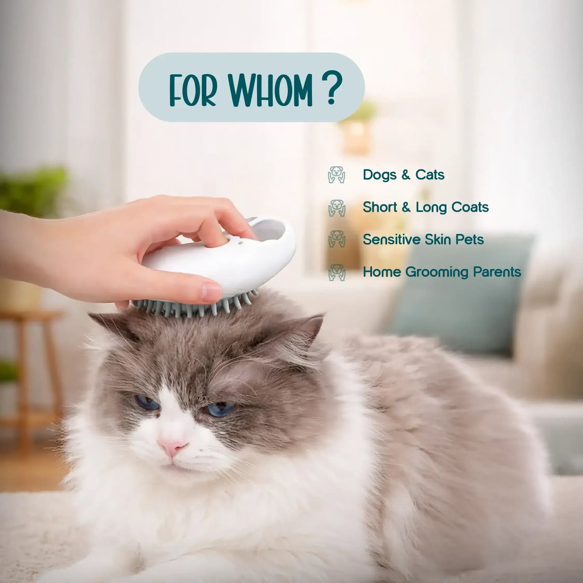 FoamFlow Bath Brush - 2 in 1 Pet Massage Brush with Shampoo Dispenser - Tilting Heads