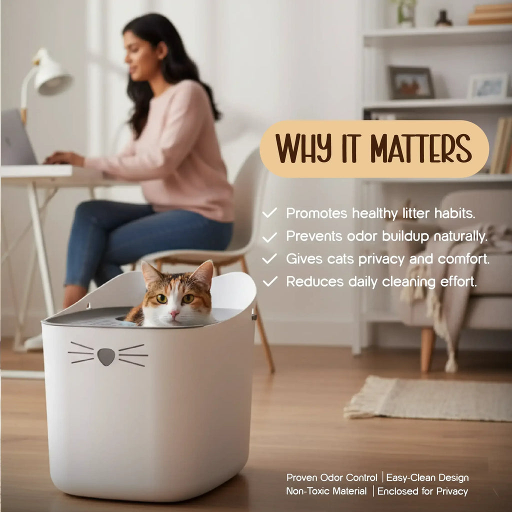 Nekopod litter station-Catit PIXI Top-Entry Litter Box Station – Odor-Locked, Mess-Free Design - Tilting Heads