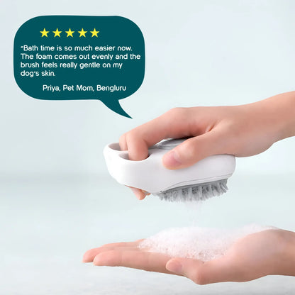 FoamFlow Bath Brush - 2 in 1 Pet Massage Brush with Shampoo Dispenser - Tilting Heads