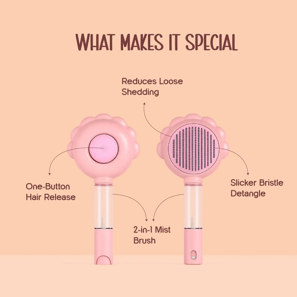 SleekSpritz Brush – The 2-in-1 Mist Grooming Tool for Softer, Shed-Free Coats - Tilting Heads