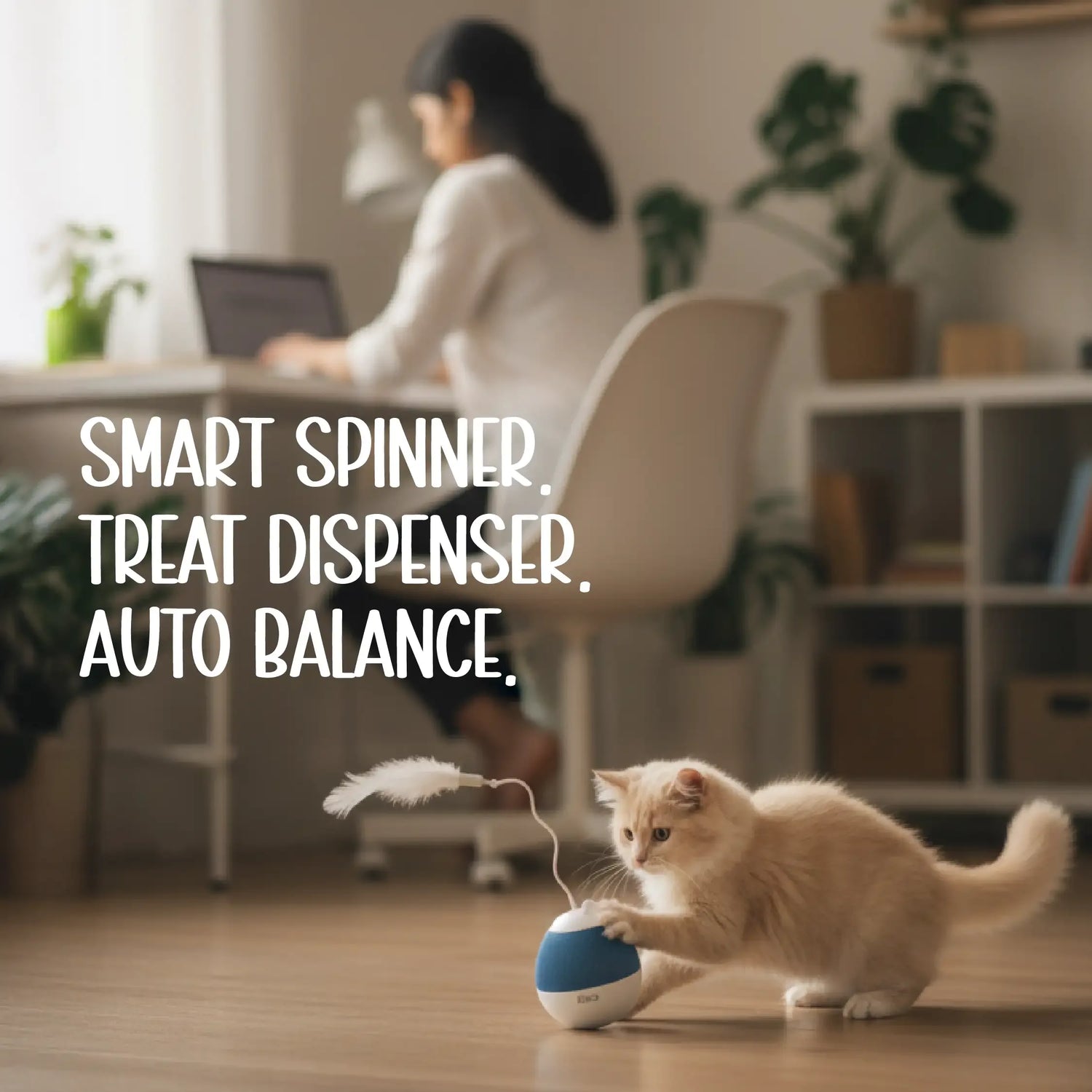 Autowhirl spinner - Catit Pixi Spinner - Auto Whirl Spins and keeps your cat active and joyful - Tilting Heads