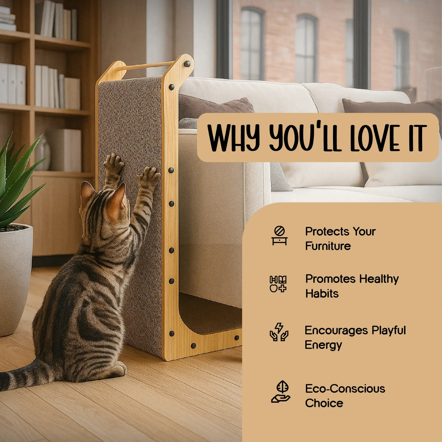 ScratchSpire – Smart Scratch Board for Active Cats & Furniture Protection