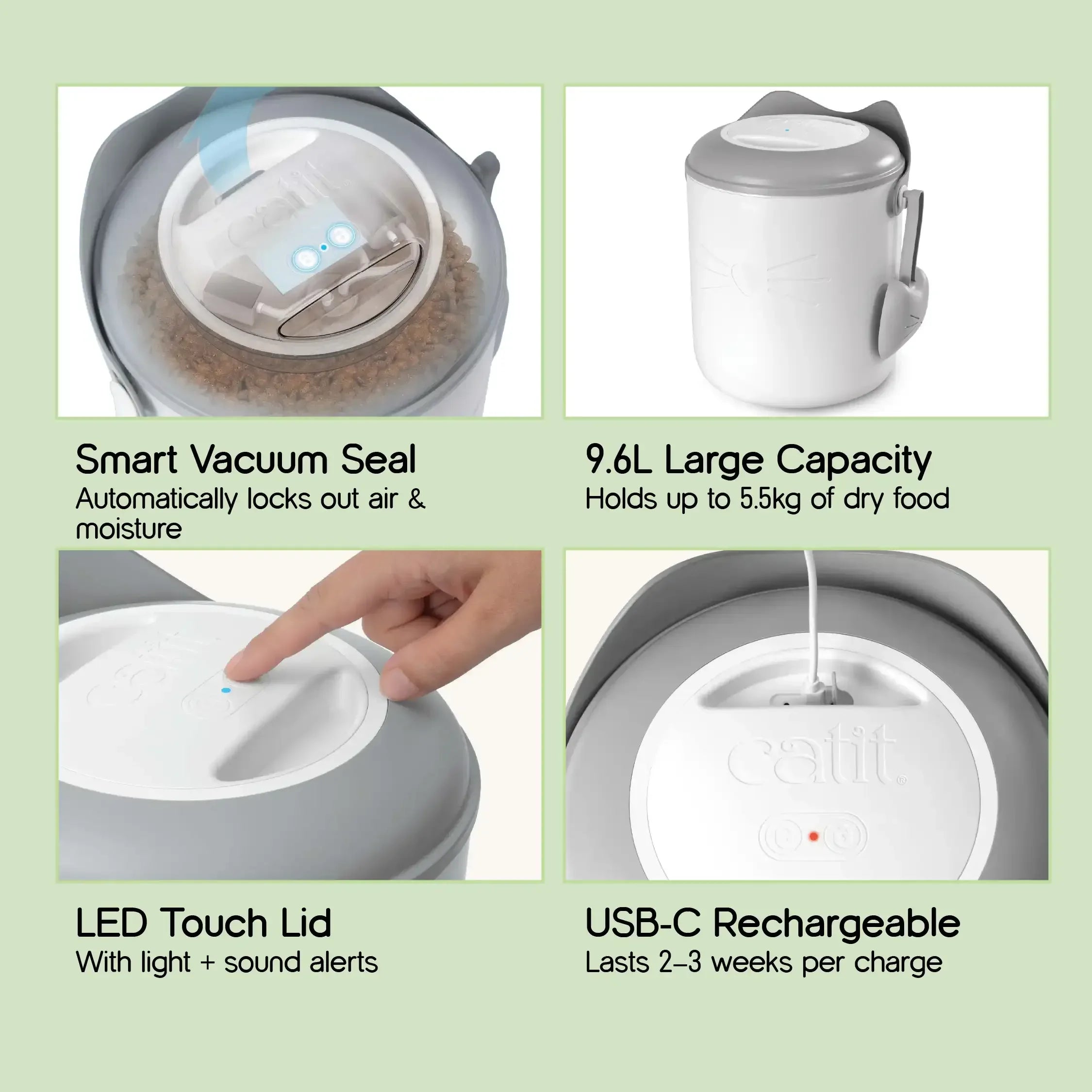 Nutriseal vault -Catit Pixi Smart Vacuum - Sealed Food Storage | Perfect Vaccum Food Storage Option - Tilting Heads