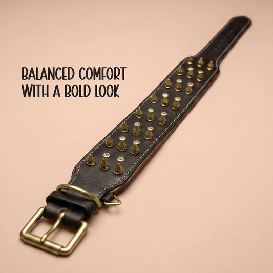 Vanguard Collar | Bold Finish, Premium Comfort in Pure Leather for Dogs - Tilting Heads