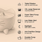 Vitalwhisk fountain-Catit Pixi Water Drinking Fountains | Triple-Filtered Hydration | Silent & Safe that Prevents Your Cats From KIdney And Bladder Issues - Tilting Heads